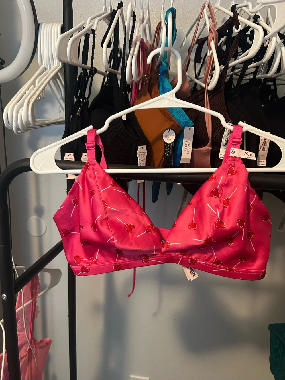 PINK Victoria's Secret Hot Pink Cherry-Print Bralette